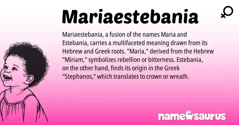 Infographic about Mariaestebania name meaning, Mariaestebania is a name from Hebrew, Greek origin(s).
