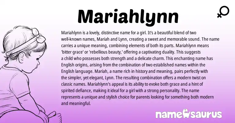 Infographic about Mariahlynn name meaning, Mariahlynn is a name from American origin(s).