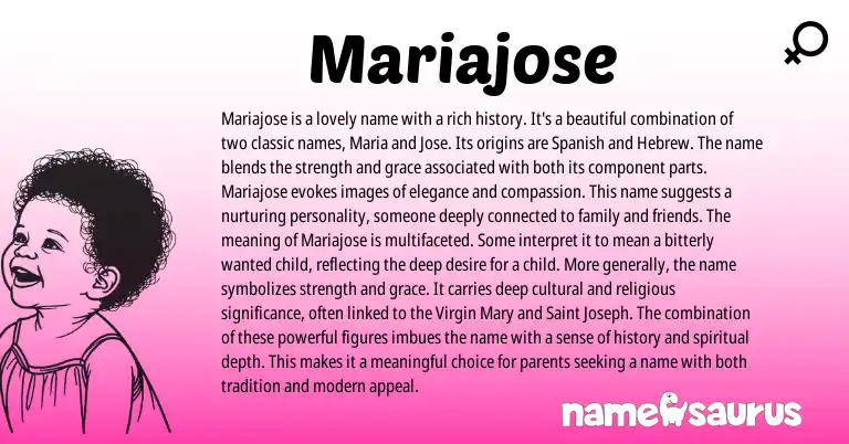 Infographic about Mariajose name meaning, Mariajose is a name from Spanish, Hebrew origin(s).