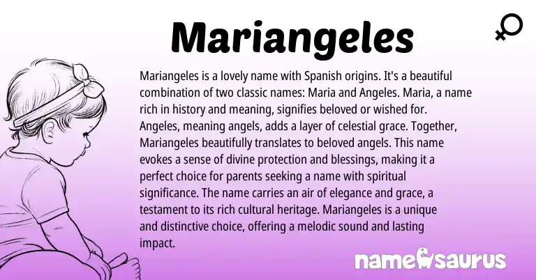 Infographic about Mariangeles name meaning, Mariangeles is a name from Spanish origin(s).