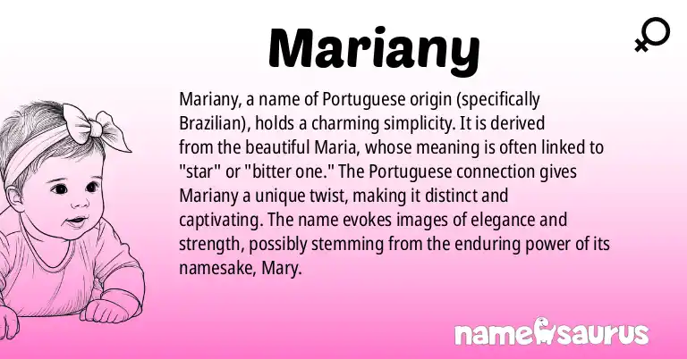 Infographic about Mariany name meaning, Mariany is a name from Portuguese (Brazilian) origin(s).