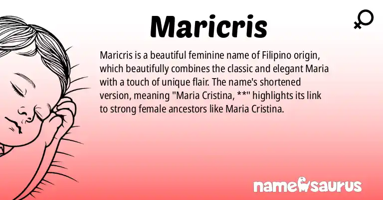 Infographic about Maricris name meaning, Maricris is a name from Filipino origin(s).