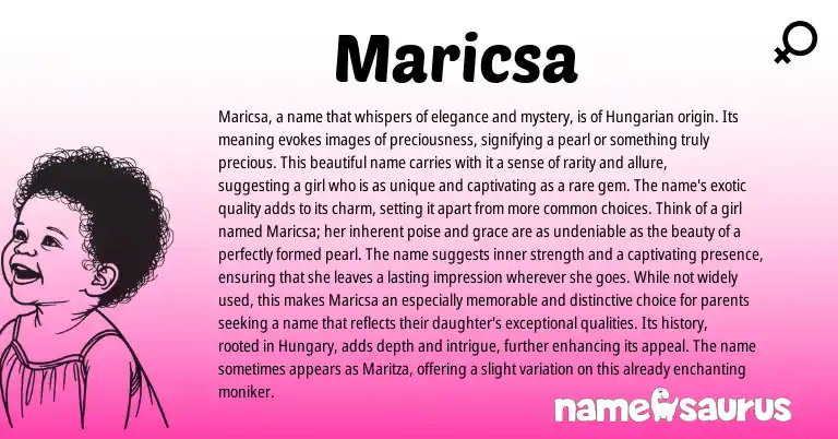 Infographic about Maricsa name meaning, Maricsa is a name from Hungarian, Ga origin(s).