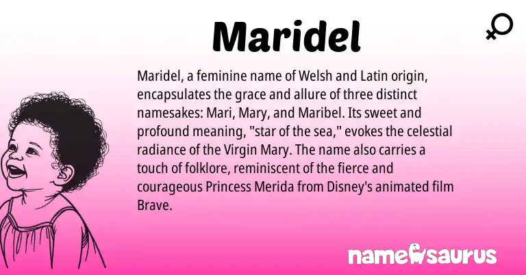 Infographic about Maridel name meaning, Maridel is a name from Welsh, Latin, Mari origin(s).