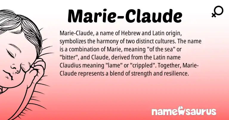Infographic about Marie-Claude name meaning, Marie-Claude is a name from Latin, Hebrew origin(s).