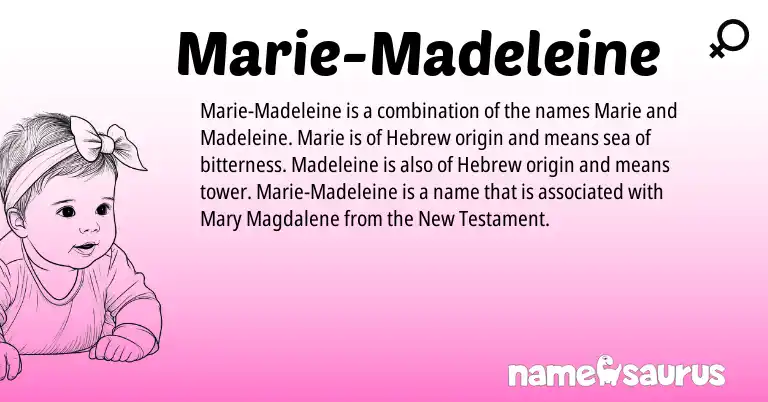 Infographic about Marie-Madeleine name meaning, Marie-Madeleine is a name from Hebrew origin(s).