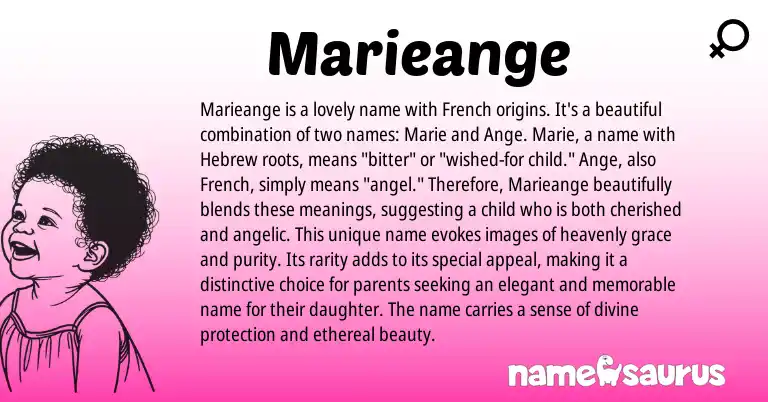 Infographic about Marieange name meaning, Marieange is a name from French, Hebrew origin(s).