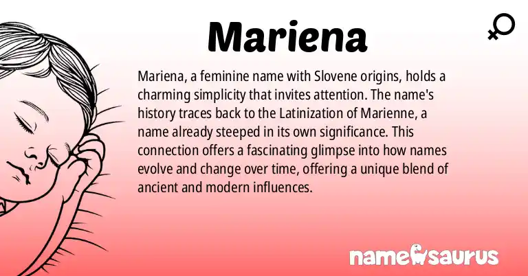 Infographic about Mariena name meaning, Mariena is a name from Slovene origin(s).