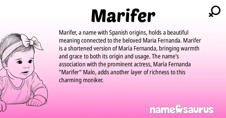Infographic about Marifer name meaning, Marifer is a name from Spanish origin(s).