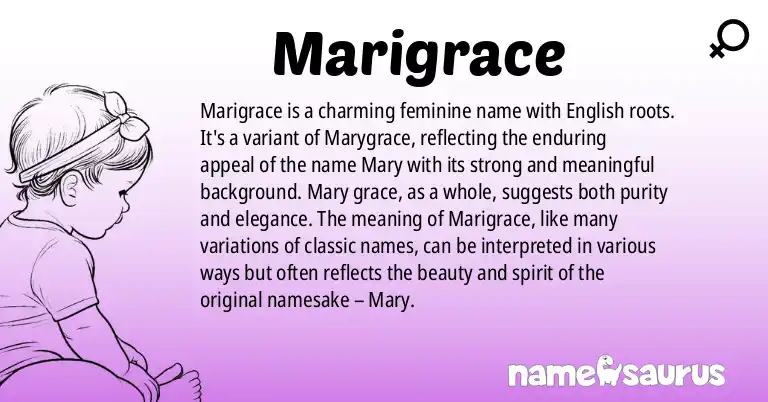 Infographic about Marigrace name meaning, Marigrace is a name from English origin(s).
