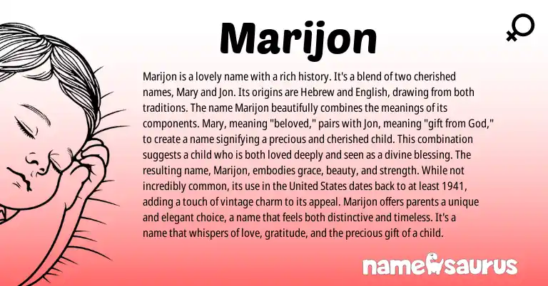Infographic about Marijon name meaning, Marijon is a name from Hebrew origin(s).