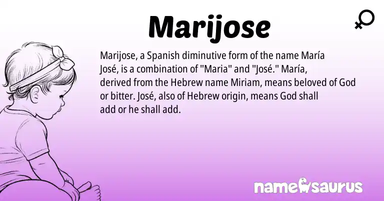 Infographic about Marijose name meaning, Marijose is a name from Spanish, Hebrew origin(s).