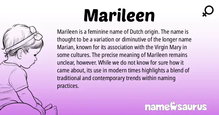 Infographic about Marileen name meaning, Marileen is a name from Dutch origin(s).