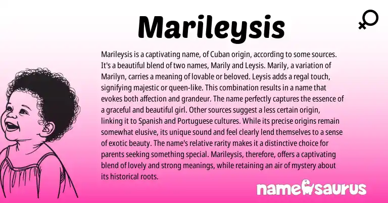 Infographic about Marileysis name meaning, Marileysis is a name from Cuban origin(s).