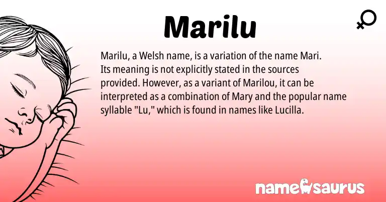 Infographic about Marilu name meaning, Marilu is a name from Welsh, Mari origin(s).