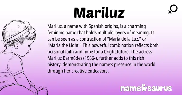 Infographic about Mariluz name meaning, Mariluz is a name from Spanish origin(s).
