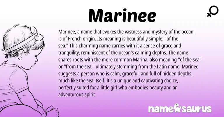 Infographic about Marinee name meaning, Marinee is a name from French, English origin(s).