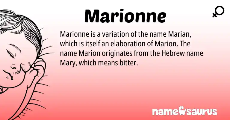 Infographic about Marionne name meaning, Marionne is a name from Hebrew origin(s).