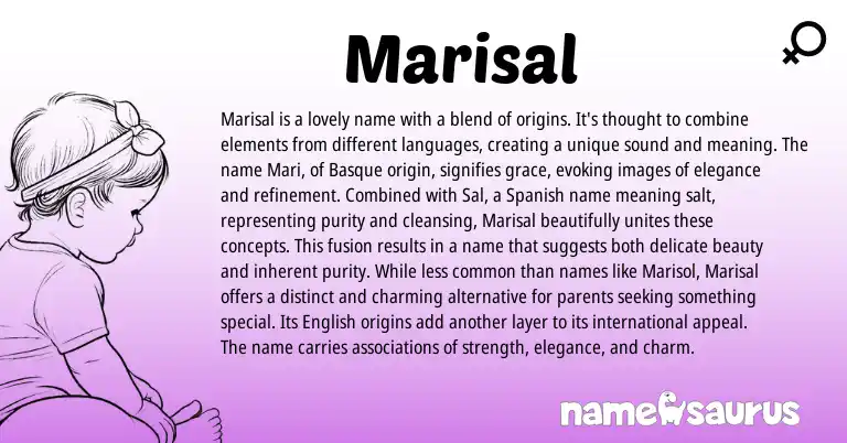 Infographic about Marisal name meaning, Marisal is a name from Basque, Mari, Spanish origin(s).