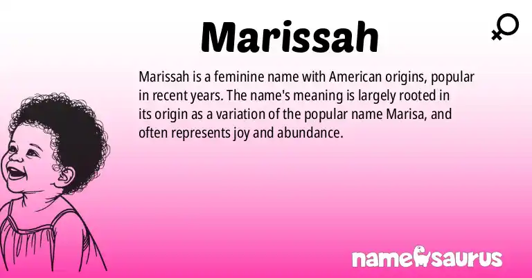 Infographic about Marissah name meaning, Marissah is a name from American origin(s).