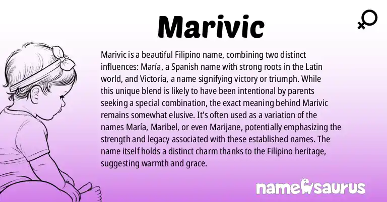 Infographic about Marivic name meaning, Marivic is a name from Filipino origin(s).