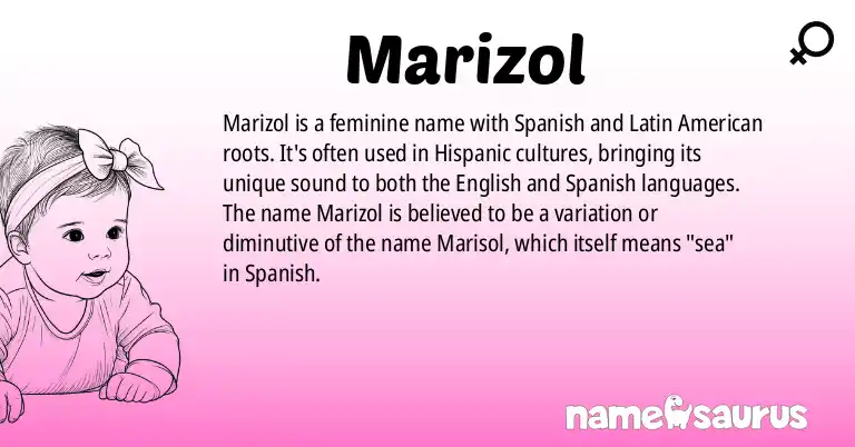 Infographic about Marizol name meaning, Marizol is a name from Spanish (Latin American), American (Hispanic) origin(s).