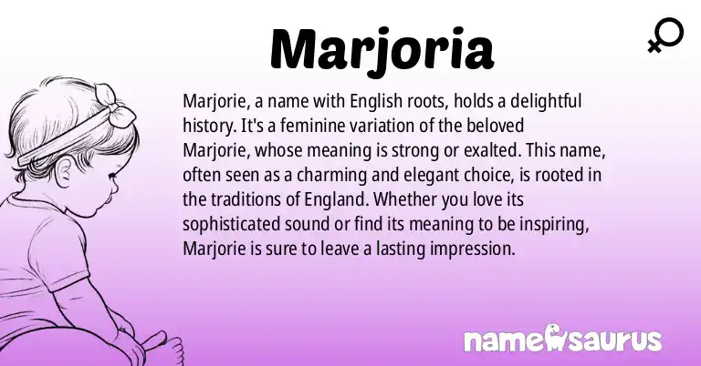 Infographic about Marjoria name meaning, Marjoria is a name from English origin(s).