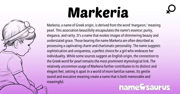 Infographic about Markeria name meaning, Markeria is a name from Greek origin(s).