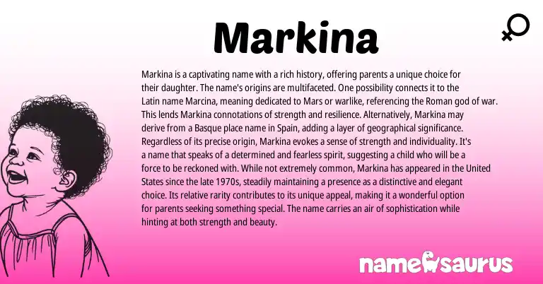 Infographic about Markina name meaning, Markina is a name from Basque, Latin origin(s).