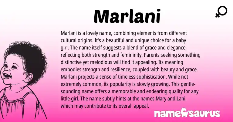 Infographic about Marlani name meaning, Marlani is a name from Other origin(s).