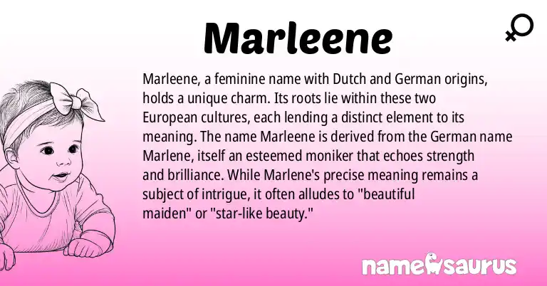 Infographic about Marleene name meaning, Marleene is a name from Dutch, German origin(s).