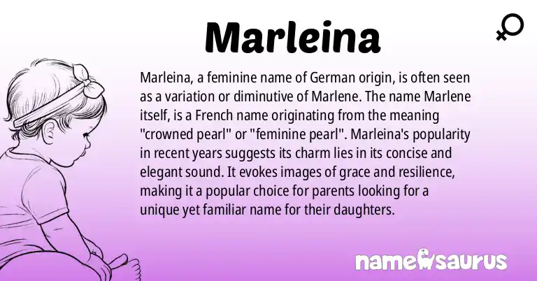 Infographic about Marleina name meaning, Marleina is a name from German origin(s).