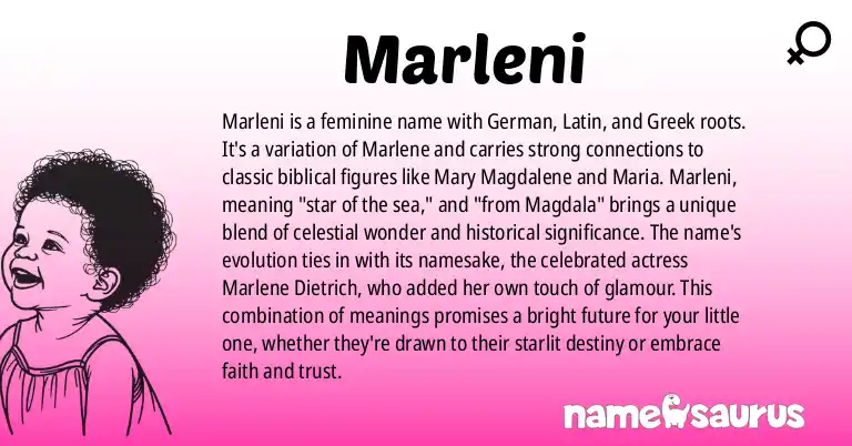 Infographic about Marleni name meaning, Marleni is a name from German origin(s).