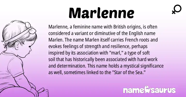 Infographic about Marlenne name meaning, Marlenne is a name from British origin(s).