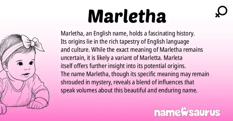 Infographic about Marletha name meaning, Marletha is a name from English origin(s).