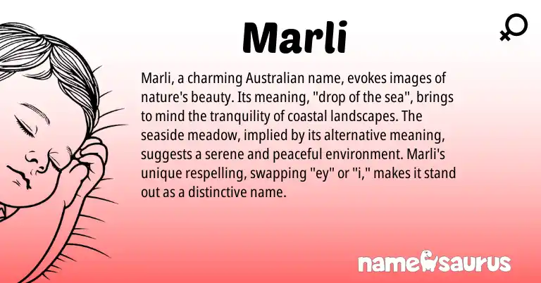 Infographic about Marli name meaning, Marli is a name from Australian origin(s).