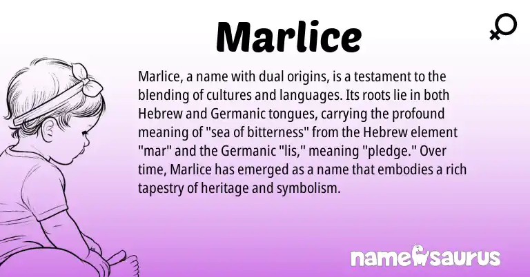 Infographic about Marlice name meaning, Marlice is a name from Germanic, Hebrew origin(s).