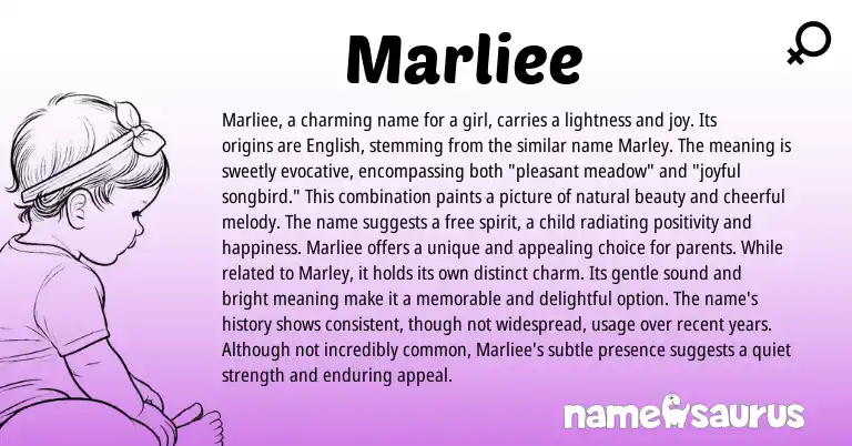 Infographic about Marliee name meaning, Marliee is a name from English origin(s).
