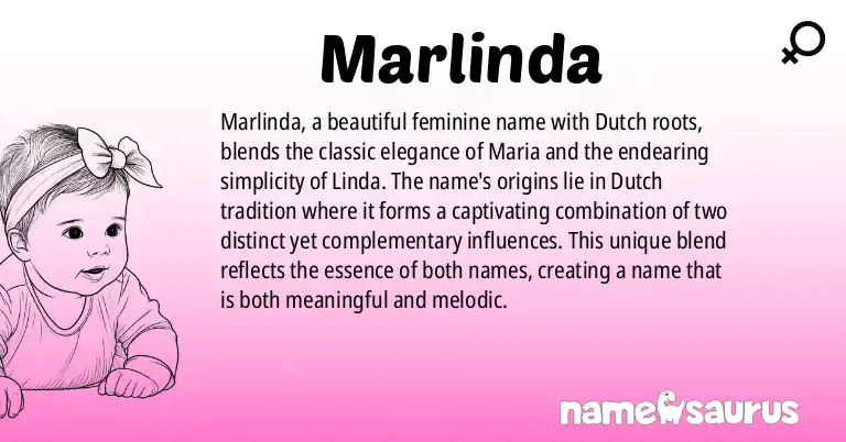 Infographic about Marlinda name meaning, Marlinda is a name from Dutch origin(s).