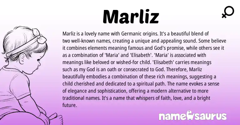 Infographic about Marliz name meaning, Marliz is a name from Germanic origin(s).