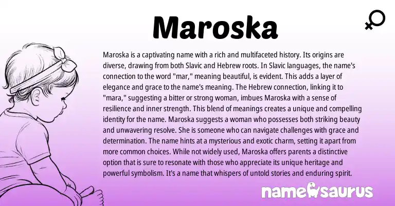 Infographic about Maroska name meaning, Maroska is a name from Hebrew, Slavic origin(s).
