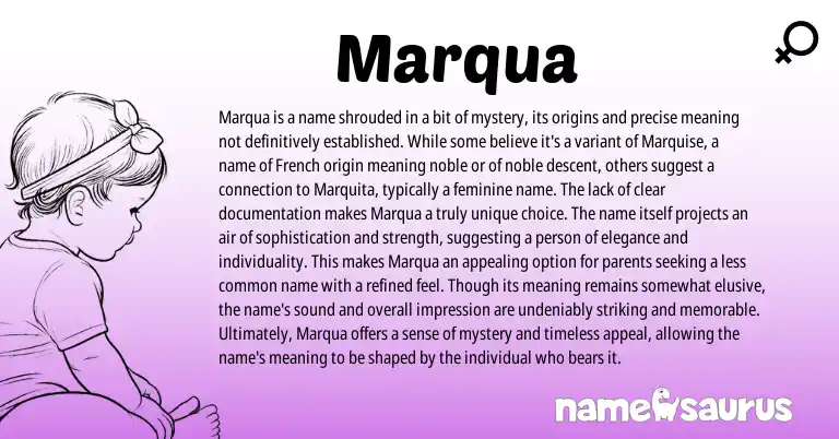 Infographic about Marqua name meaning, Marqua is a name from Other origin(s).
