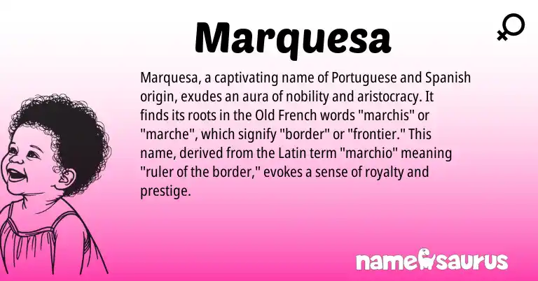 Infographic about Marquesa name meaning, Marquesa is a name from Spanish, Latin, Old French, Portuguese origin(s).