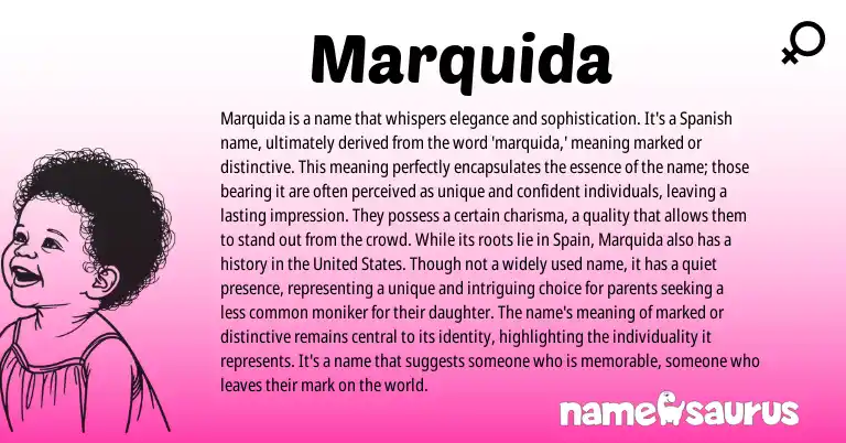 Infographic about Marquida name meaning, Marquida is a name from Spanish origin(s).