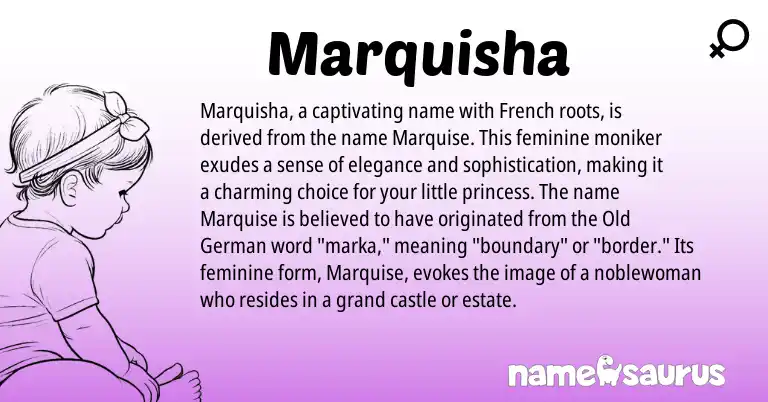 Infographic about Marquisha name meaning, Marquisha is a name from Old German, French origin(s).