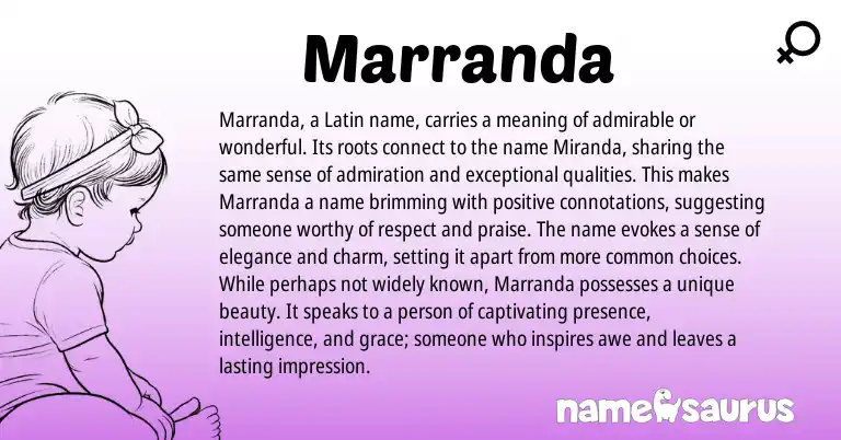 Infographic about Marranda name meaning, Marranda is a name from Latin origin(s).