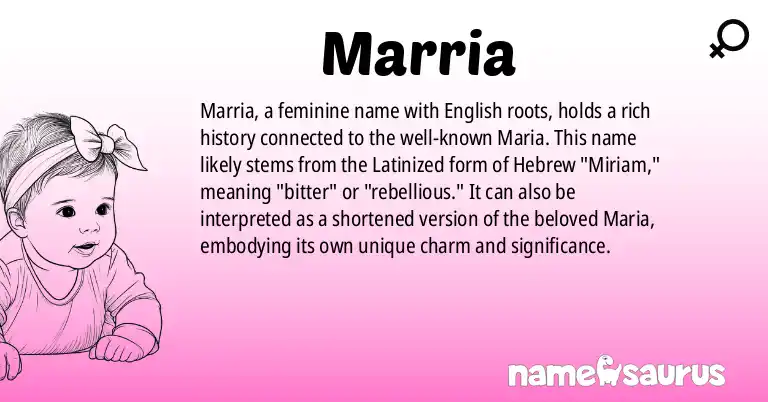 Infographic about Marria name meaning, Marria is a name from English origin(s).