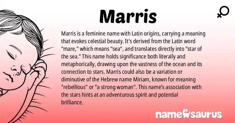 Infographic about Marris name meaning, Marris is a name from Latin origin(s).