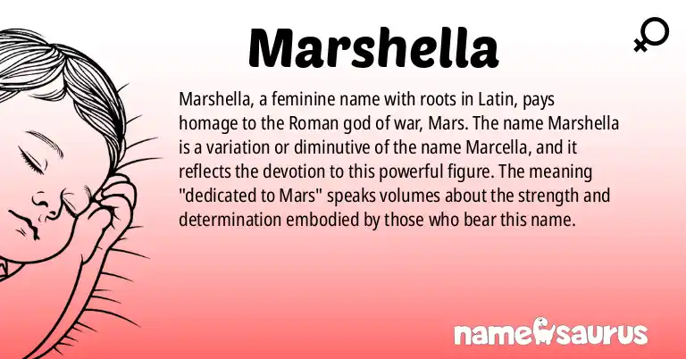 Infographic about Marshella name meaning, Marshella is a name from Latin origin(s).