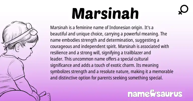 Infographic about Marsinah name meaning, Marsinah is a name from Indonesian, Indo origin(s).